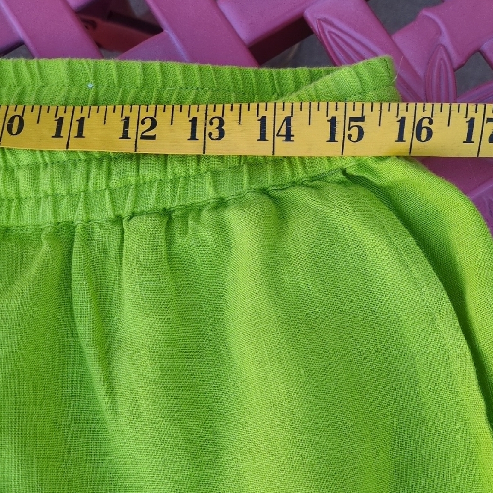 Kiwi Green Wide-Leg Pants 100% Linen - Picture 5 of 6